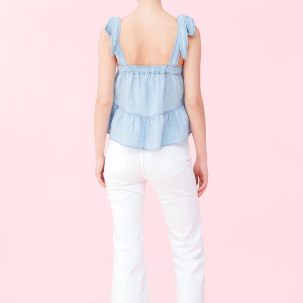 NWT, LA VIE INDIGO SLUB COTTON LINEN TANK - Picture 2 of 5